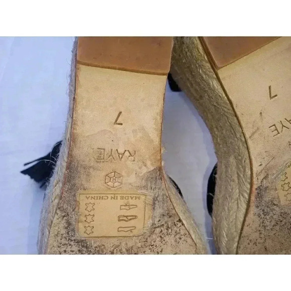 Raye Womens Dixie Espadrilles Heel Black Suede Tassel High Almond Toe Zipper 7 - Picture 6 of 11